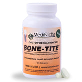 MediNiche Bone-Tite bottle on shelf showing daily dental implant support