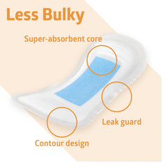 Medline ContourPlus long-length pad showing absorbent core for overnight protection.