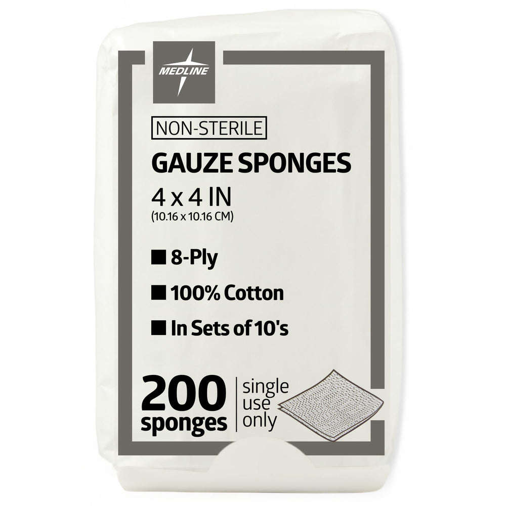 Medline gauze sponges 4x4 inch 8-ply for reliable wound dressing