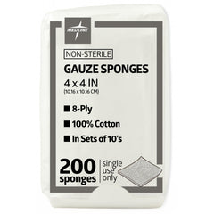 Medline gauze sponges 4x4 inch 8-ply for reliable wound dressing
