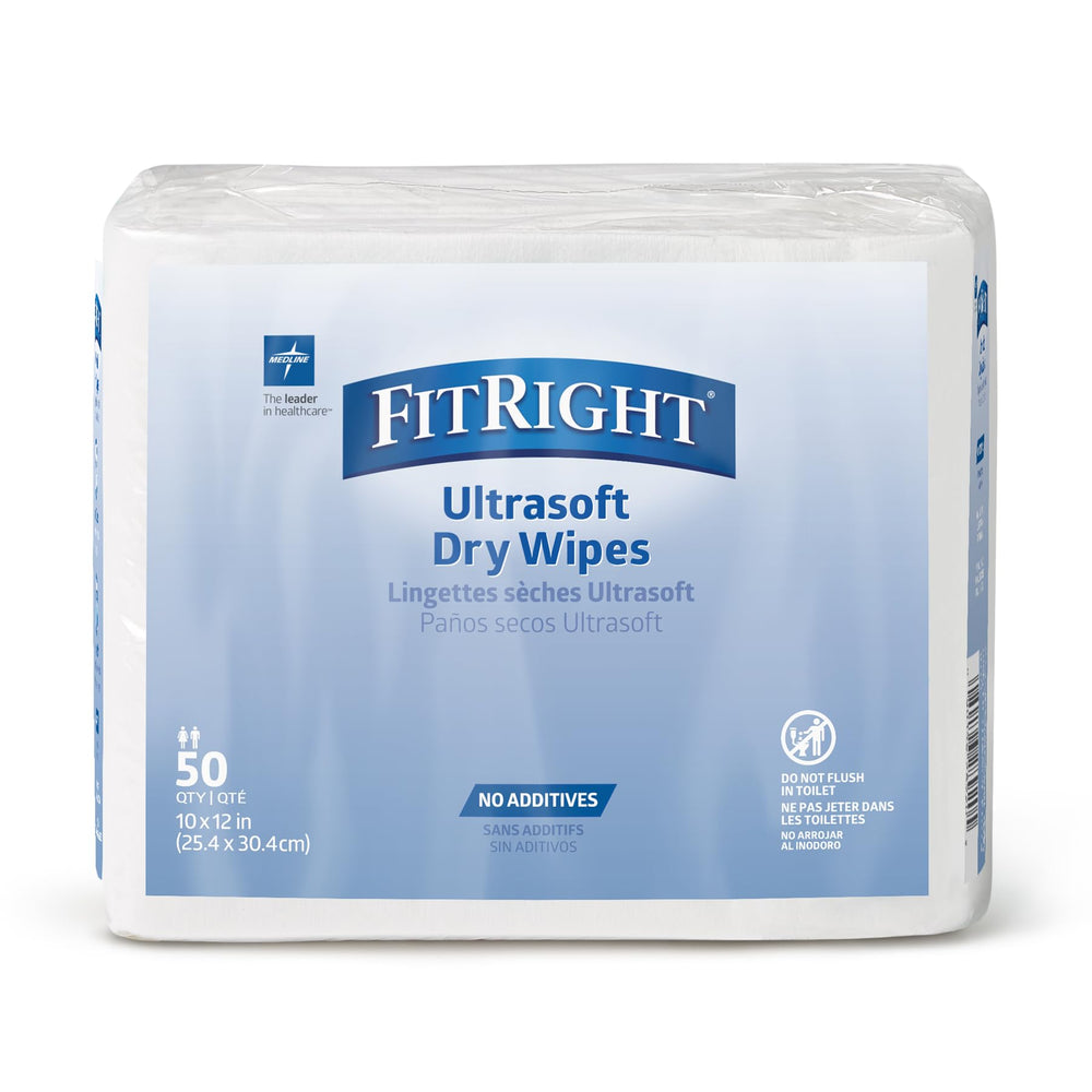 Medline Ultrasoft wipes packaging highlights gentle, water-activated cleansing for sensitive skin.