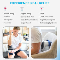 Massage pad in motion delivering circular relief on back and shoulders