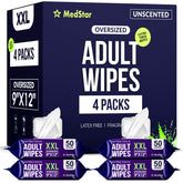 MedStar adult wipes 4-pack packaging shows convenient caregiver storage.