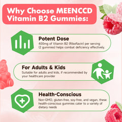 MEENCCD Vegan sugar-free B2 Gummies ideal for adults and kids.