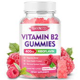 MEENCCD Vitamin B2 Gummies Raspberry 60-count bottle for daily energy support.
