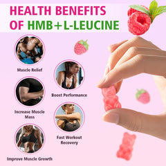 MEENCCD HMB and Leucine gummies pour demonstrates easy chewable post-workout support