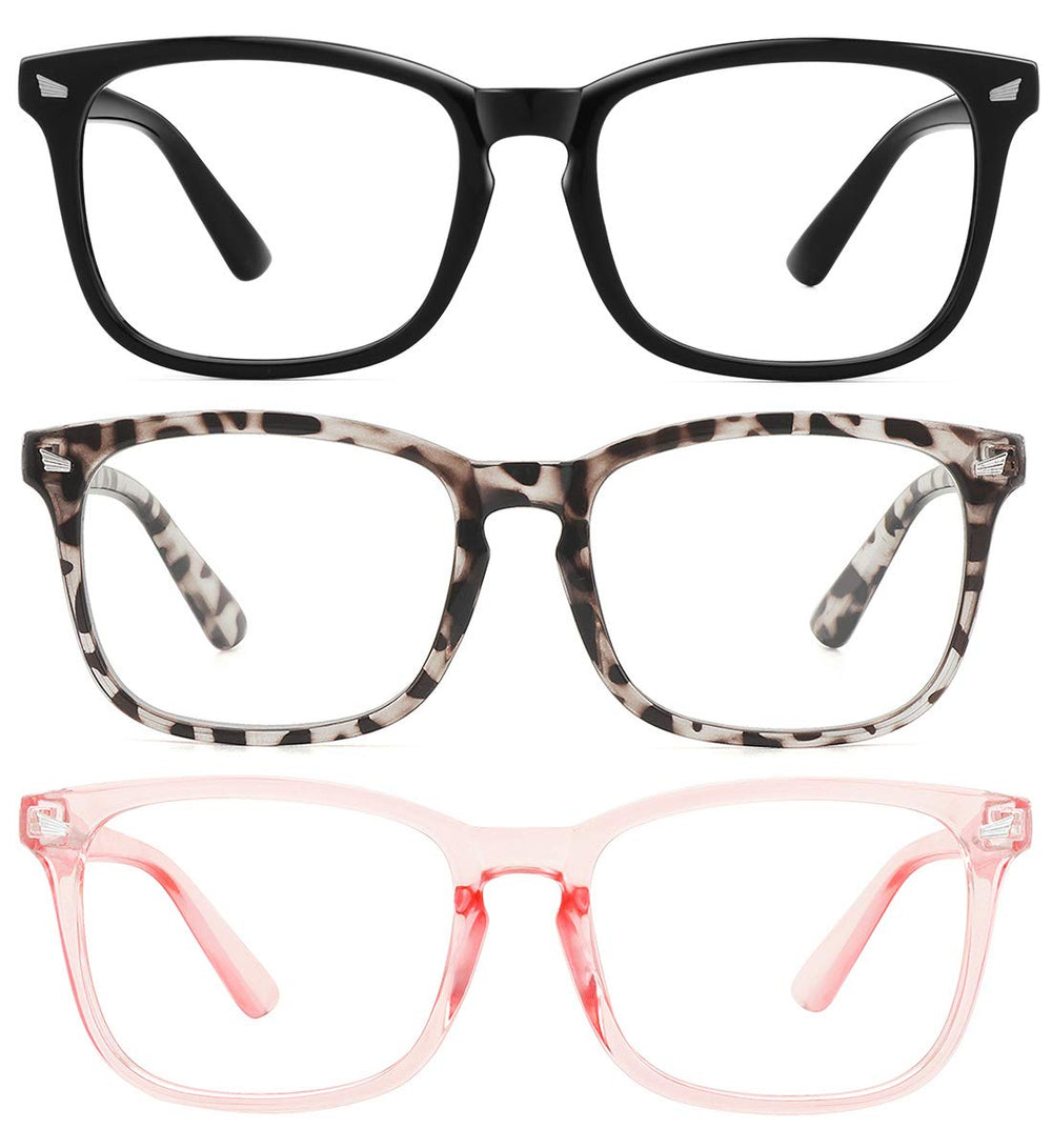 MEETSUN blue light blocking glasses in black, front view for daily screen protection