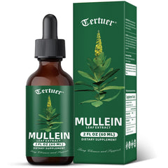 Mefluo mullein tincture bottle highlighting lung support benefits.