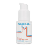 Megababe Bust Dust bottle pump enabling targeted, mess-free powder application.