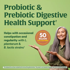 MegaFlora label highlights prebiotic blend for gut balance