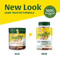 MegaFood B12 Energy Gummies nutrition panel on jar for health-conscious shoppers