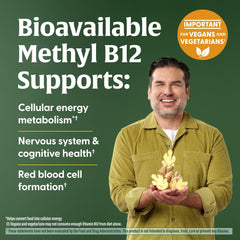 MegaFood B12 Energy Gummies serving size image illustrating two gummies daily