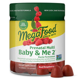 MegaFood Baby Me 2 raspberry gummies bottle with real fruit flavor