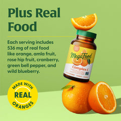 MegaFood Complex C real-food blend with cranberry and rose hip for routine.
