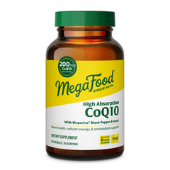 MegaFood CoQ10 200mg bottle with capsules ready for daily cellular energy support