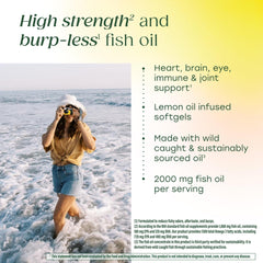 MegaFood fish oil bottle highlighting EPA and DHA per serving for balanced support