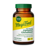 MegaFood High Absorption Liposomal Glutathione bottle highlighting antioxidant support for detox routines