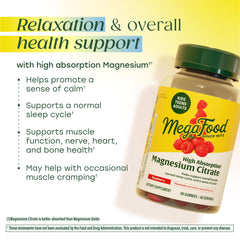 MegaFood Magnesium Citrate Gummies serving portion for adults and teens