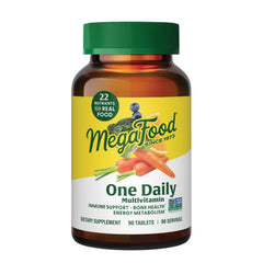 MegaFood One Daily Multivitamin bottle closeup for daily wellness.