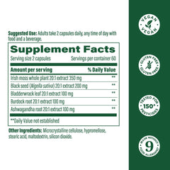 Close-up of MegaFood Sea Moss Complex capsules for convenient daily wellness.