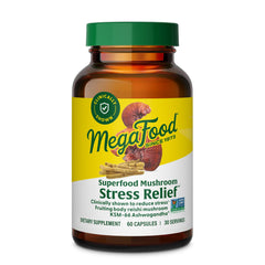 MegaFood Superfood Mushroom Stress Relief Reishi bottle image for daily stress support