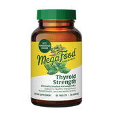 MegaFood Thyroid Strength bottle-front showing a vegetarian mineral blend for thyroid support.
