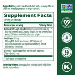 MegaFood Turmeric Curcumin capsules shown for convenient two-tablet serving.
