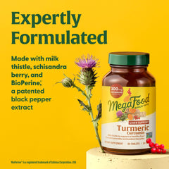 MegaFood turmeric root and extract visual emphasizes real-food ingredients.