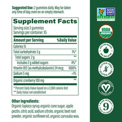 MegaFood B12 Energy Gummies serving suggestion showing two gummies for easy daily intake.