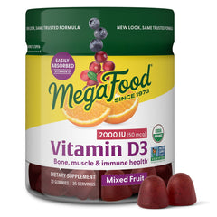 MegaFood Vitamin D3 Gummies bottle front — easy daily vitamin D support.