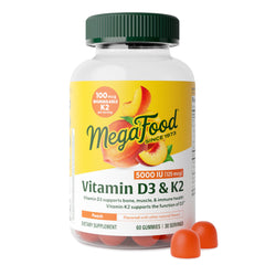 MegaFood Vitamin D3 K2 Gummies bottle on counter showing bone support concept