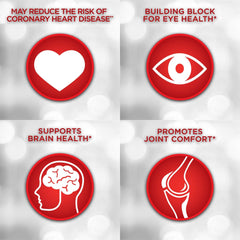 MegaRed omega-3 softgels emphasize 2X concentration versus standard fish oil.