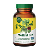 MegaFood Methyl B12 tablets close-up highlighting vegan energy support.