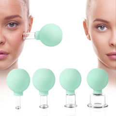 Meifuly facial cupping set with four green cups for full-face massage