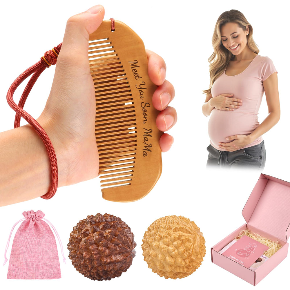 Meifuly labor comb with ergonomic wave handle targets hand acupressure points for comfort during birth.