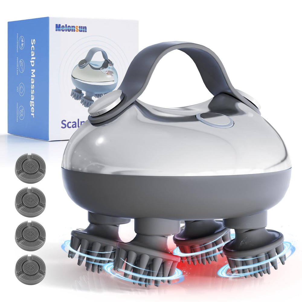 Melonsun portable massager with Type-C charging for on-the-go scalp relief.
