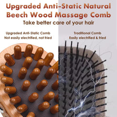 Melous anti-static wood comb focus for glide without pulling hair