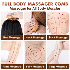 Melous wooden massage comb neck and shoulders focus for tension relief