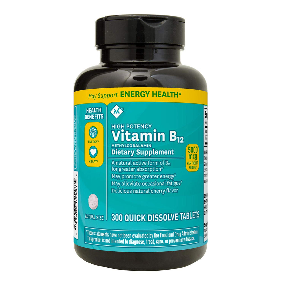 Member Mark Vitamin B12 methylcobalamin quick-dissolve tablets for energy support.