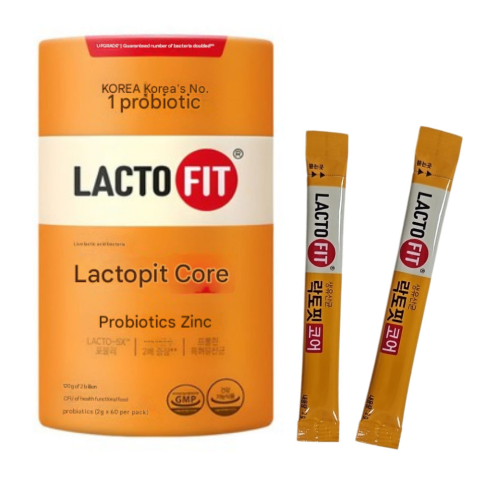 MENBLY Lacto-Fit Core sticks in fruit flavor for easy daily probiotic intake.