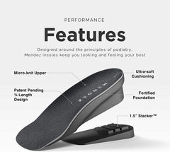 Mendez premium height insole low-profile design fits with minimal bulk