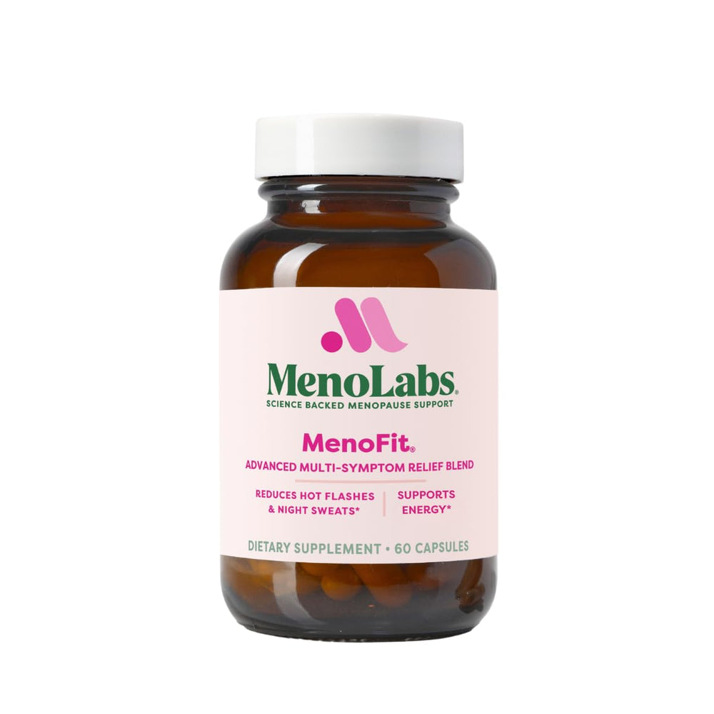 MENOLABS MenoFit bottle front, daily menopause support in a convenient capsule form