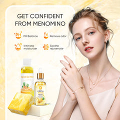 Menomino feminine wash packaging showing a complete intimate care routine