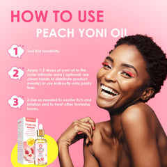 MENOMINO Yoni Oil Peach Essence close-up emphasizes natural fragrance.