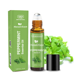 MenstrEaze peppermint roll-on compact bottle for on-the-go relief.