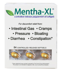 Mentha-XL 84-count softgels bottle for IBS support and convenient use