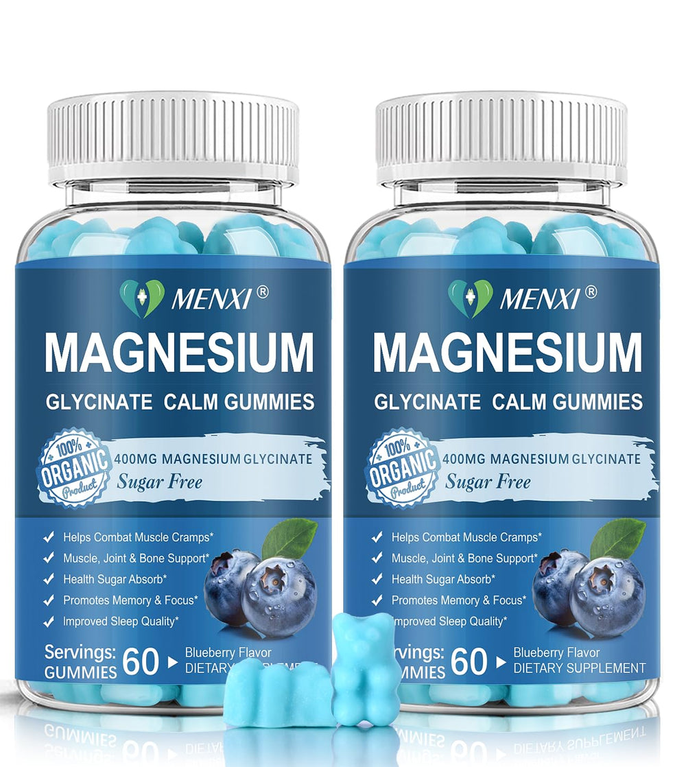 MENXI Magnesium Gummies blueberry bottle supports calm mood with a tasty chew.