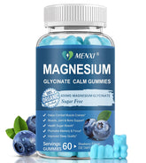 MENXI Magnesium Gummies bottle-front in blueberry flavor for daily calm and relaxation.