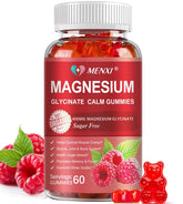 MENXI Magnesium Gummies Raspberry bottle close-up for soothing calm mood support.