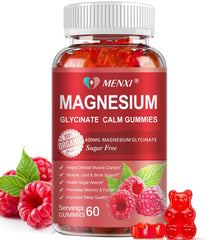 MENXI Magnesium Gummies Raspberry bottle close-up for soothing calm mood support.
